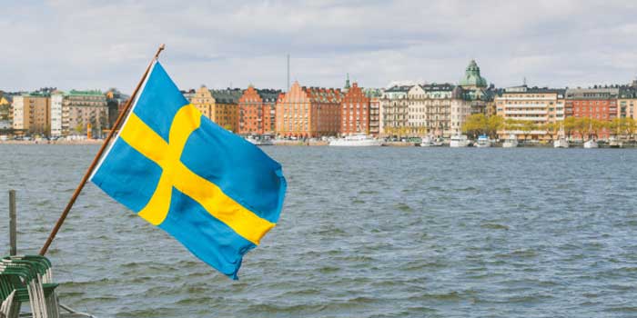 swedish flag rear boat stoc