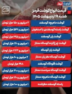 قیمت گوشت قرمز امروز ۱۹ اردیبهشت + جدول 2 6408540